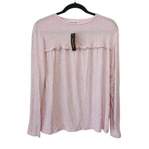 Emerson Road Womens Leopard Spotted Pajama Shirt Gray Pink Size Medium NWT Soft